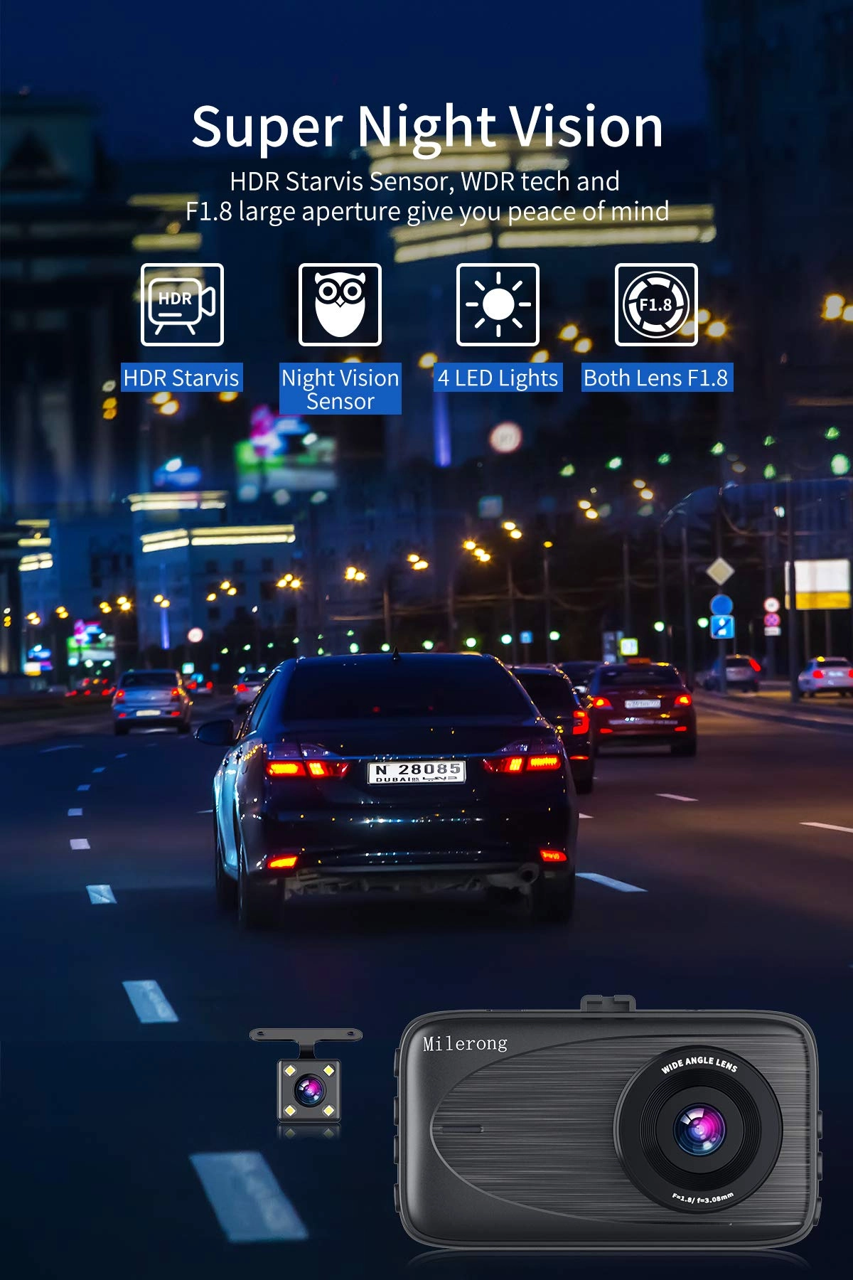 Dash Cam Front and Rear - 1080P FHD