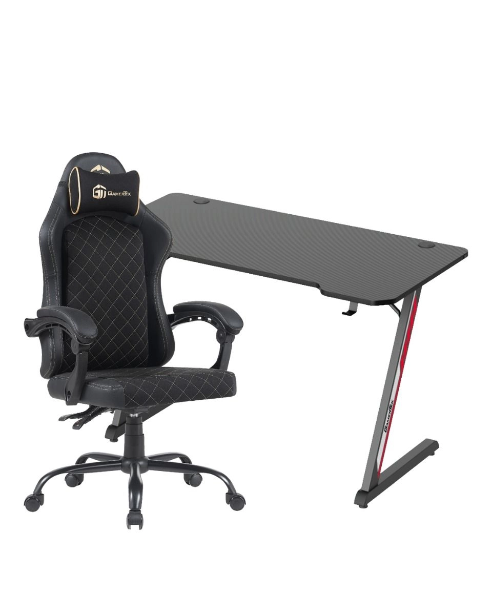 GamerTek Z Desk - 120x60cm + Vanguard Gaming Chair - Gold Edition