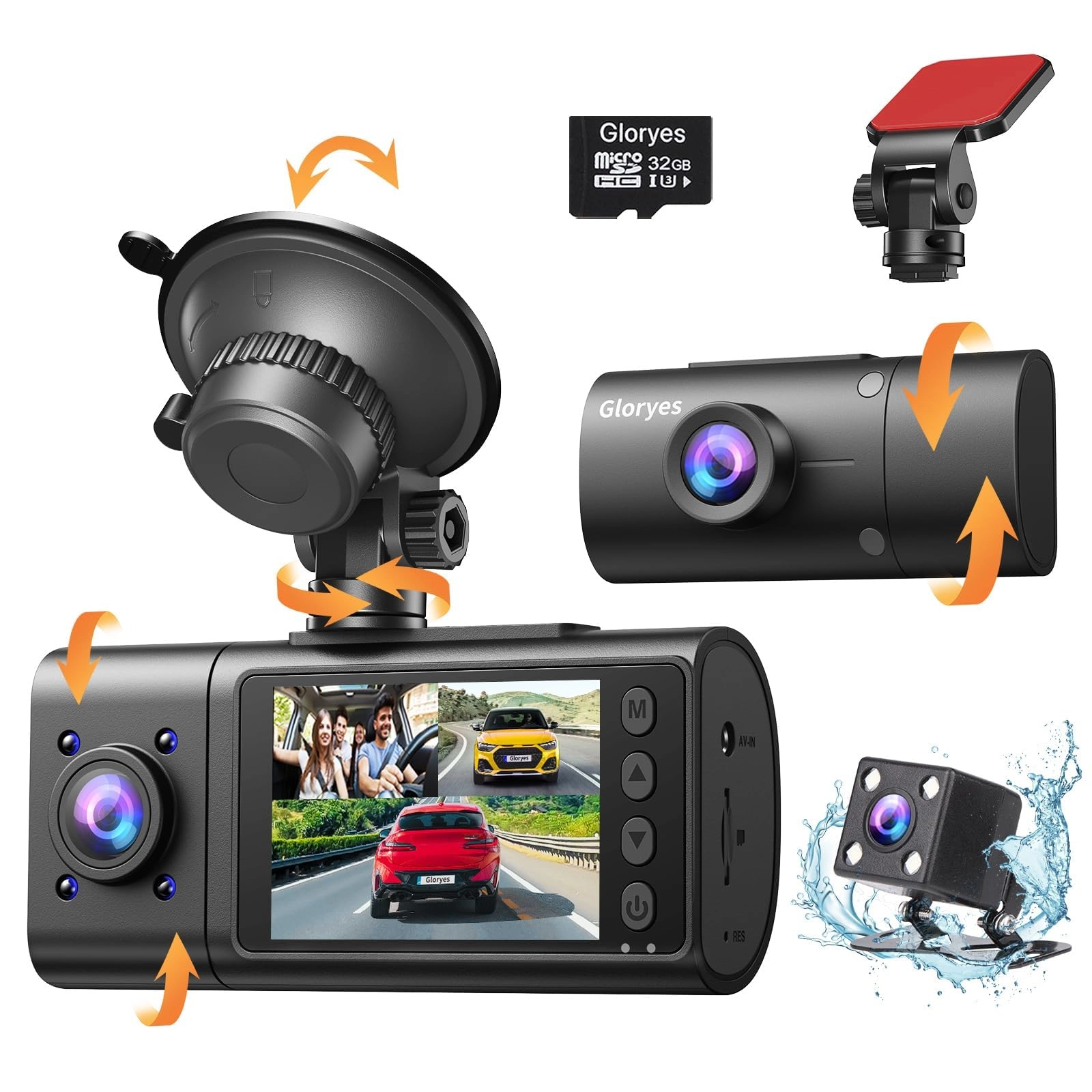 Gloryes 3 channel dash cam 1440P