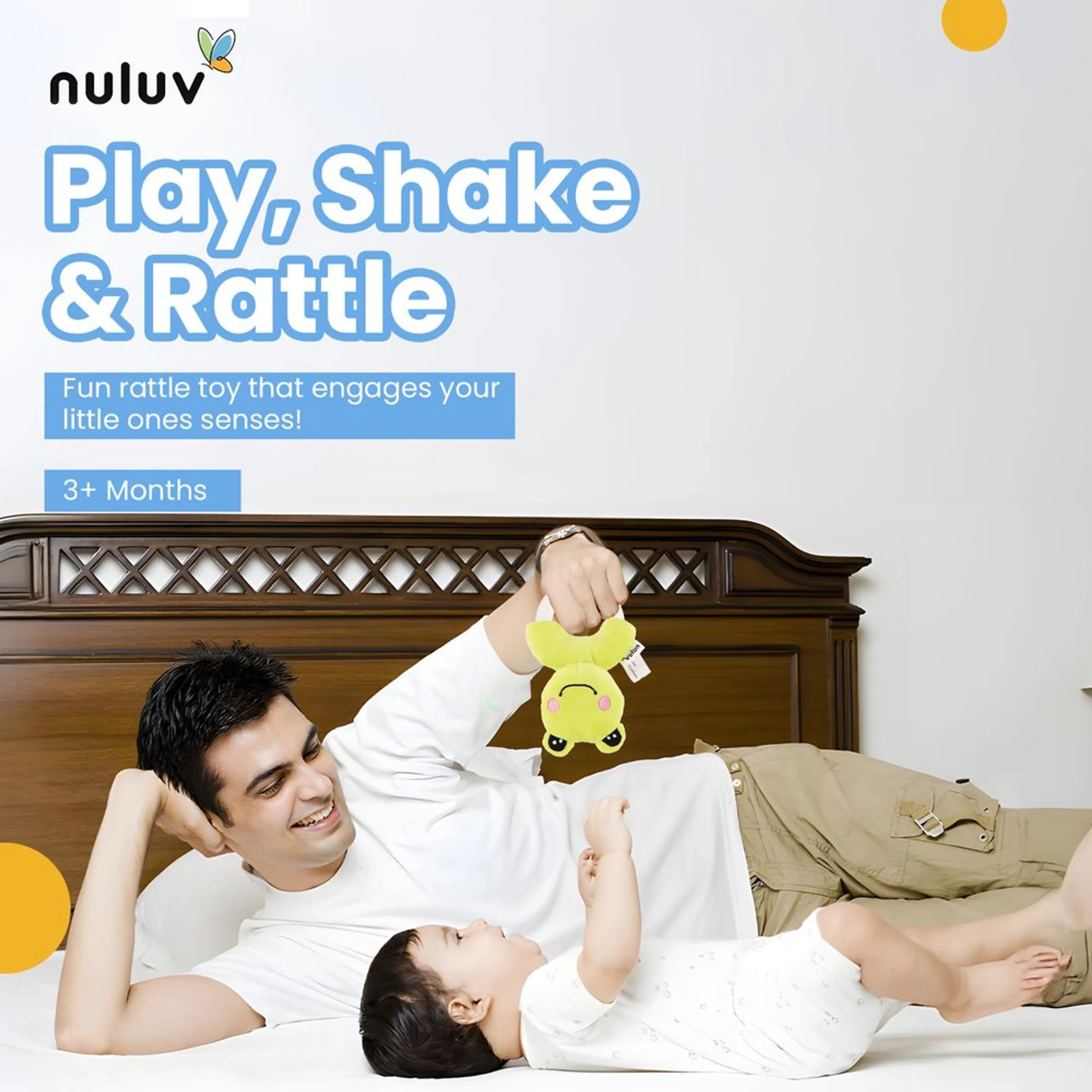 Playtime Frog Ring Rattle - Suitable For 0 to 12 Years soft fabric