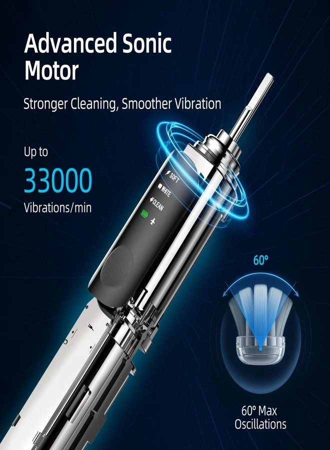 Oscillating Sonic Electric Toothbrush - 60° 3 Brush Heads IPX7