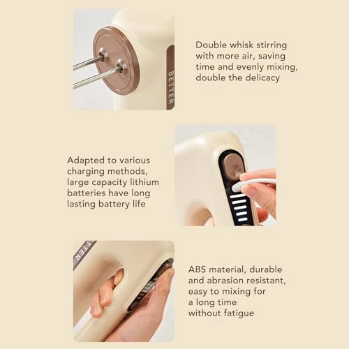 Electric Hand Mixer - 5 Speed Type C USB Fast Charging