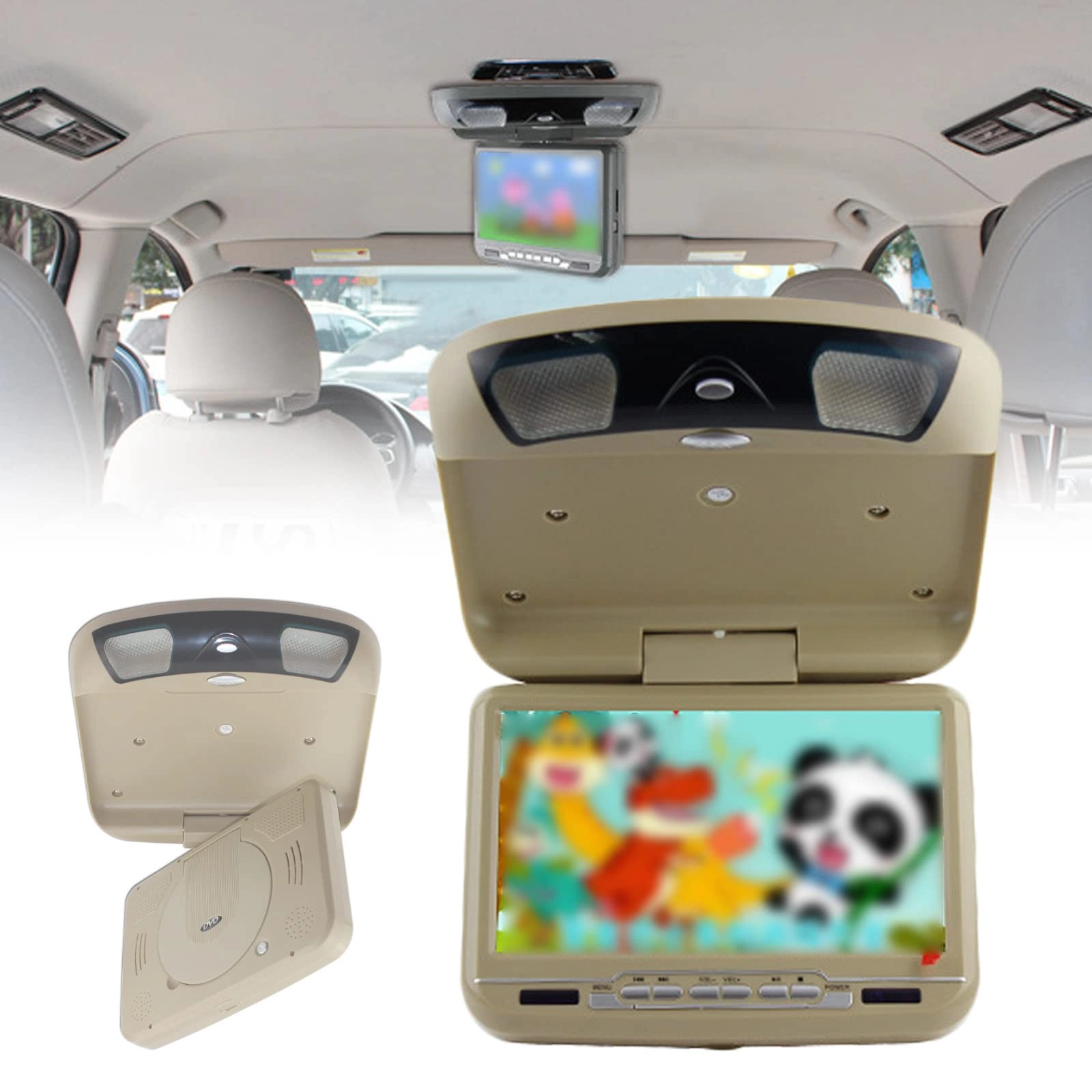 Roboraty Flip Down Overhead Car DVD Player Monitor - 9"