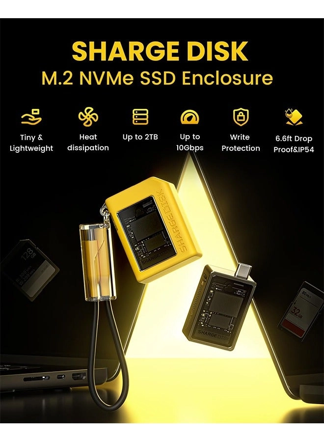 Disk M.2 NVMe SSD Enclosure - 10Gbps USB C 3.2 Gen2 NVMe Size 2230 SSDs