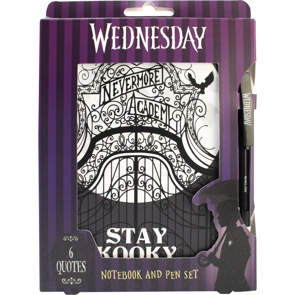 BLUE SKY STUDIOS Wednesday Addams Notebook + Quote Pen A5 Hardcover - Lined 80 Sheets