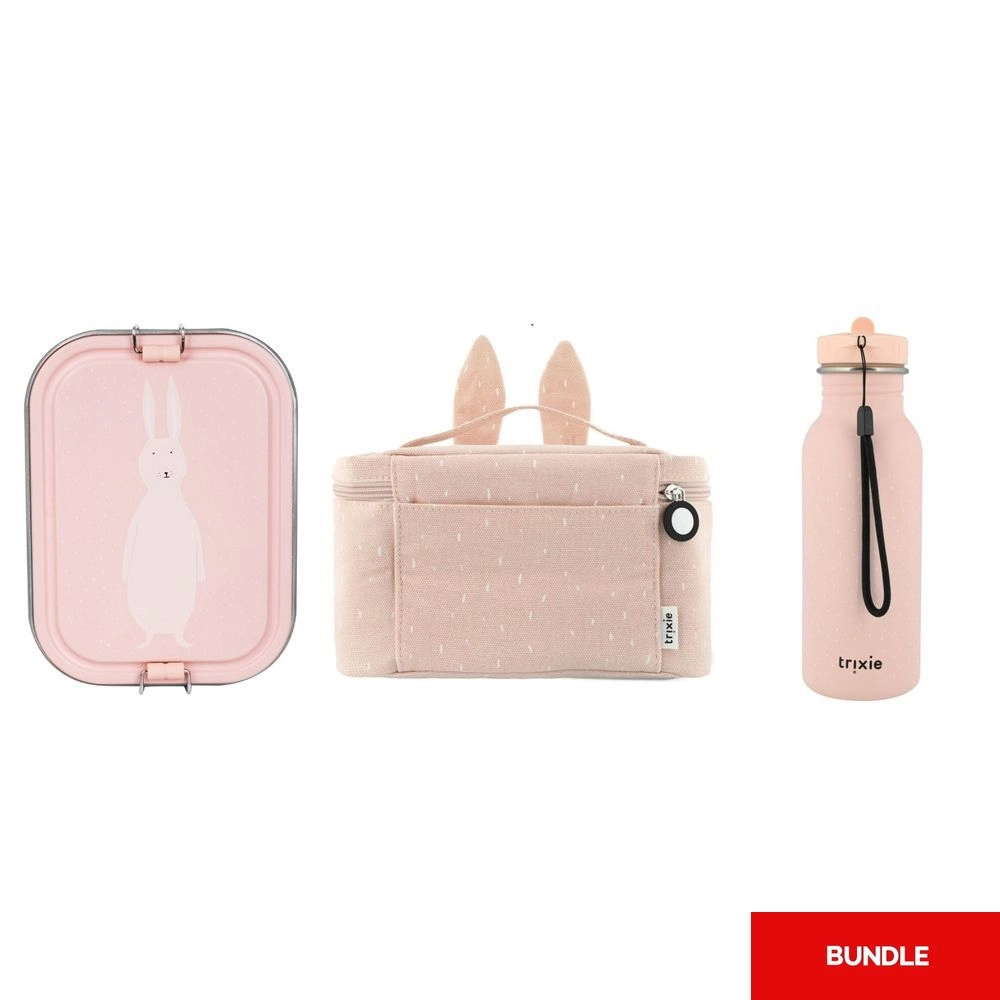 TRIXIE Drink Bottle - 500ml Mrs. Rabbit + Thermal Lunch Bag + Lunch Box