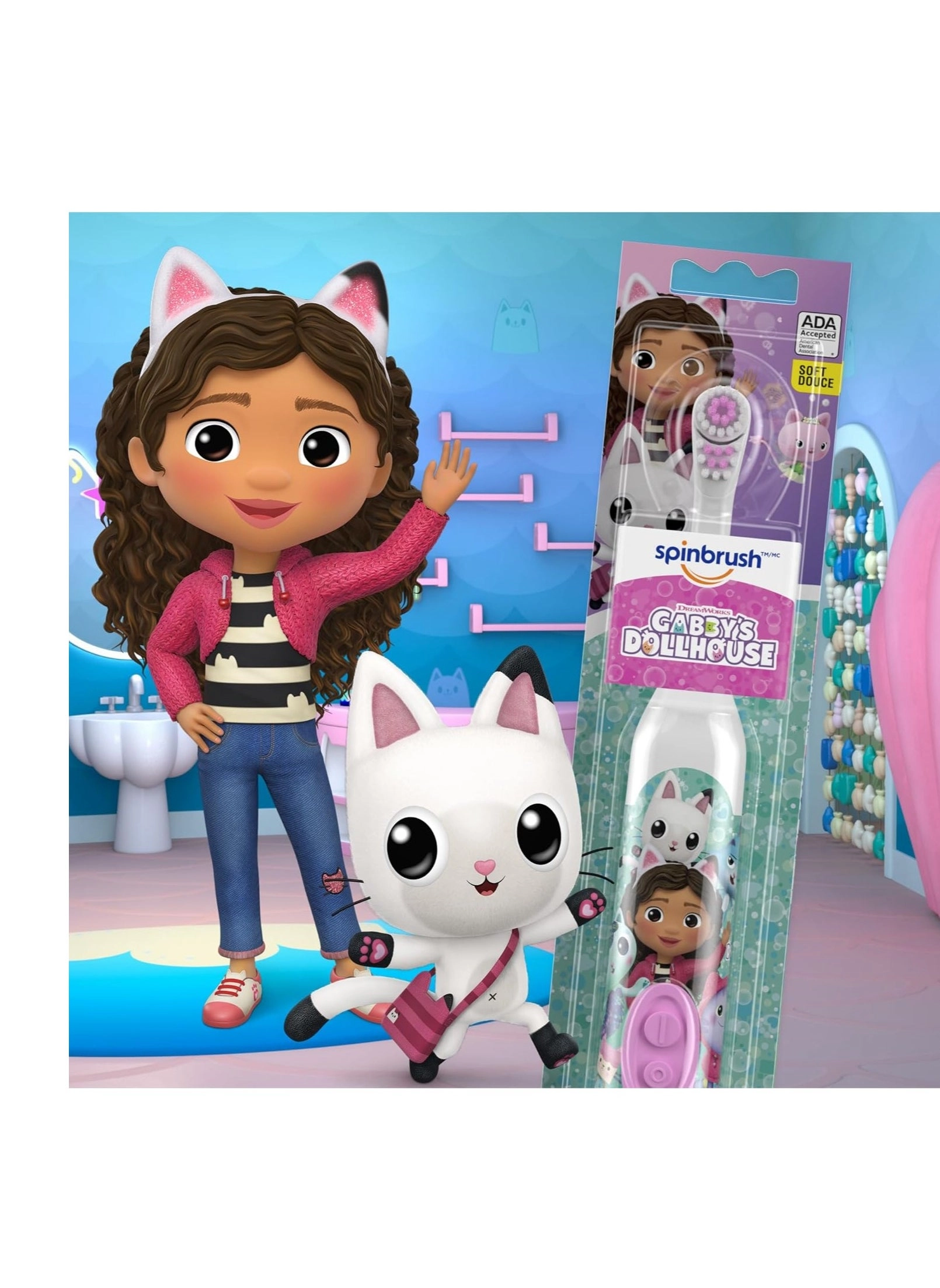 Gabby'S Dollhouse Kids Electric Battery Toothbrush