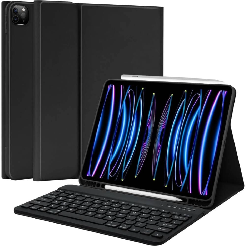 Akzun Trading Keyboard Case with Pencil Holder for iPad Air 13-inch (M2, 2024) and iPad Pro 12.9-inch (6th/5th generation)