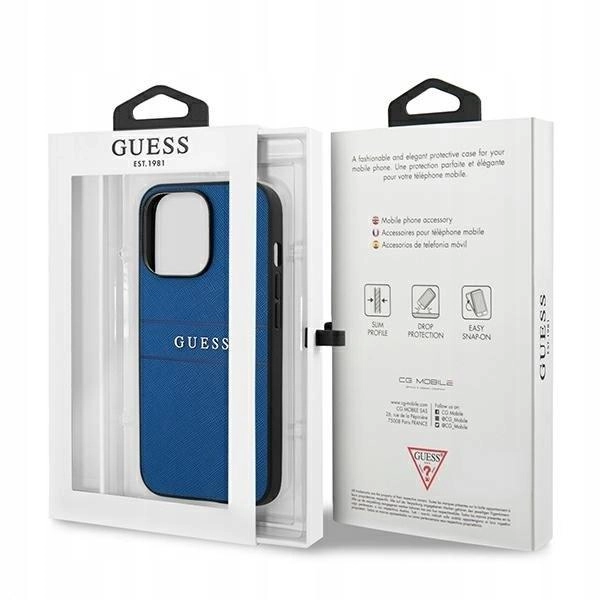 GUESS GUHCP13XPSASBBL PU Saffiano Leather Case for iPhone 13 Pro Max
