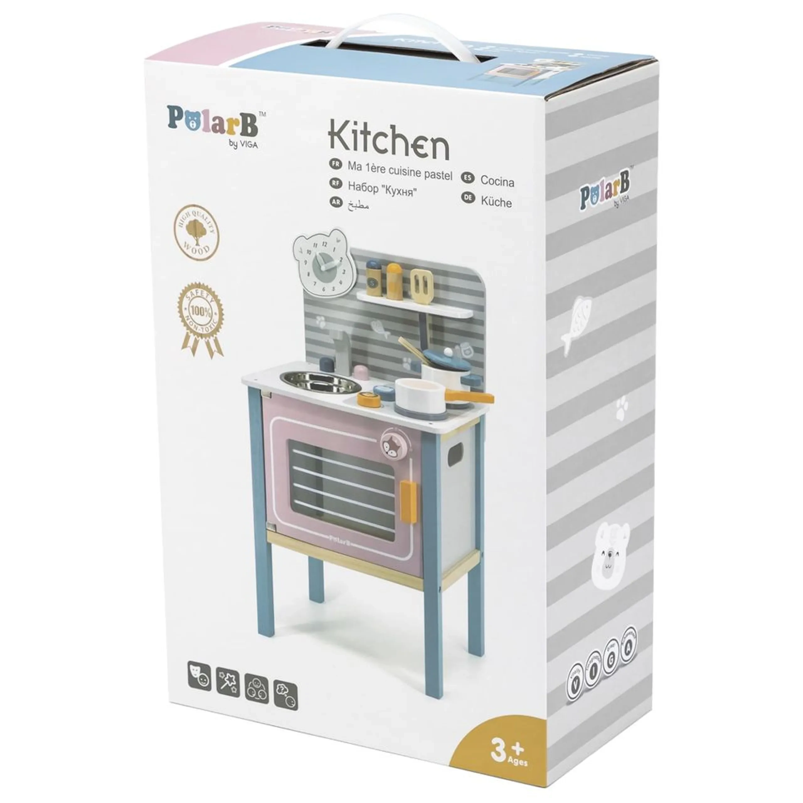 Wooden Kitchen Playset - Roleplay Utensils Oven Sink (PCG-44027)