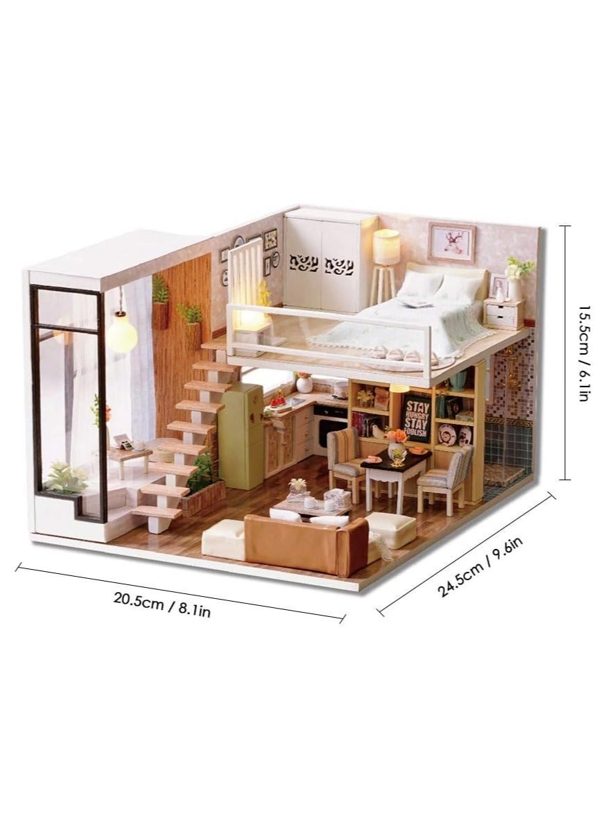 Mini Loft Dollhouse Kit - Furniture LED Light