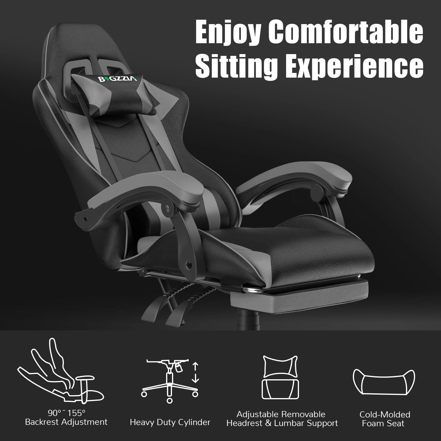 A gaming chair - Adjustable Height Reclining Feature