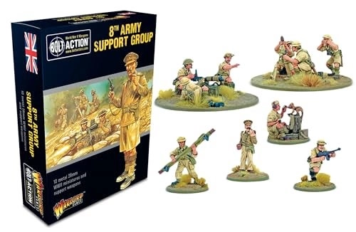 WARLORD GAMES 8th Army HQ + 8th Army Machine Gun Team + 8th Army Medium Mortar