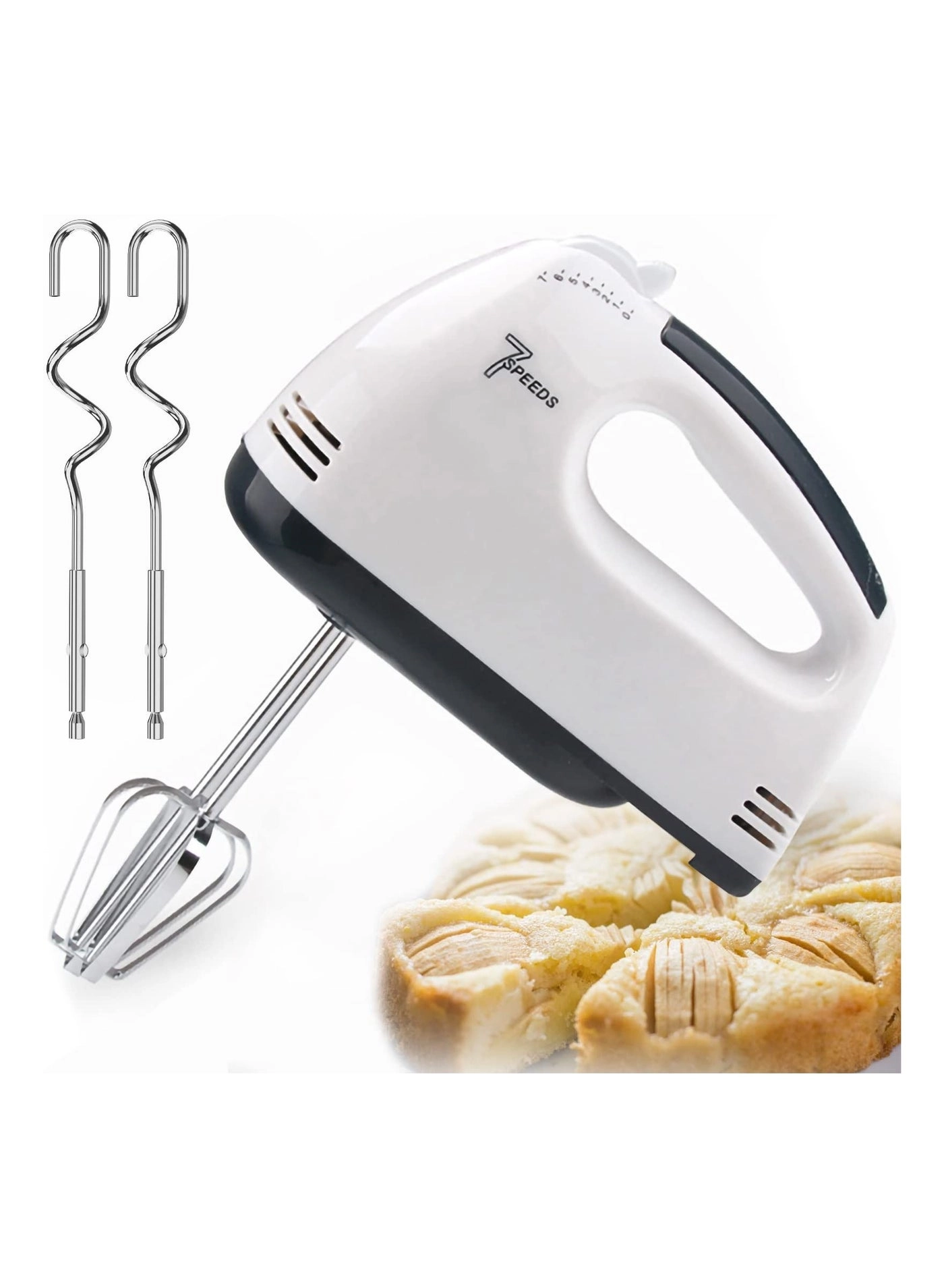 Electric Cake Hand Mixer - 7 Speeds 4 Stainless Steel Accessories UK Plug