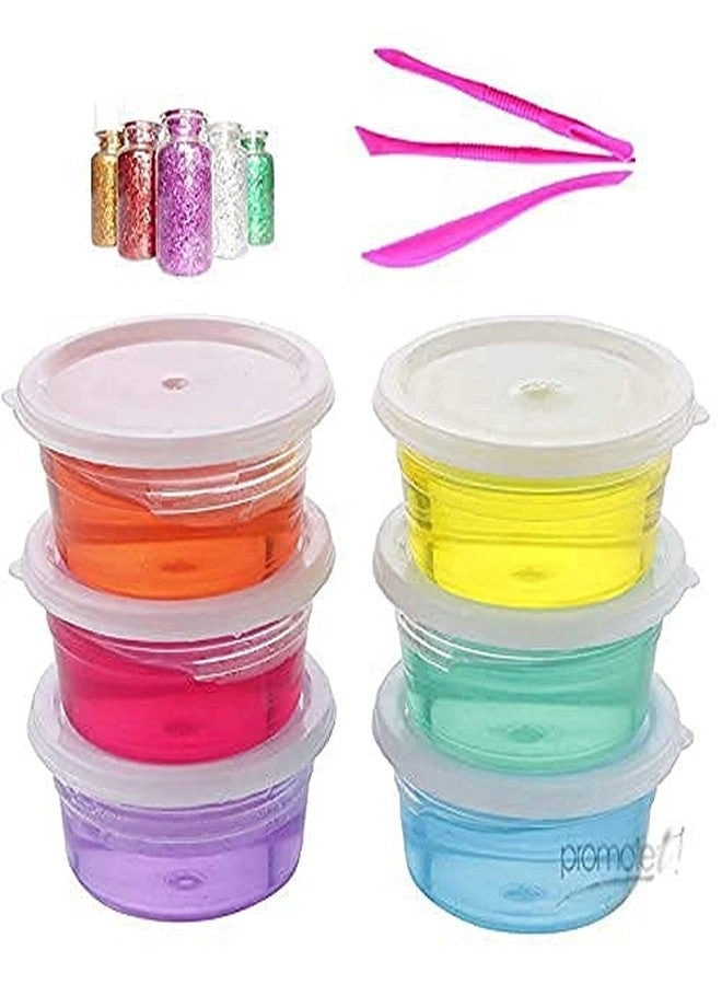 DIY Jelly - 6 Crystal Slime Free Glitter Modelling Clay Tools Kit