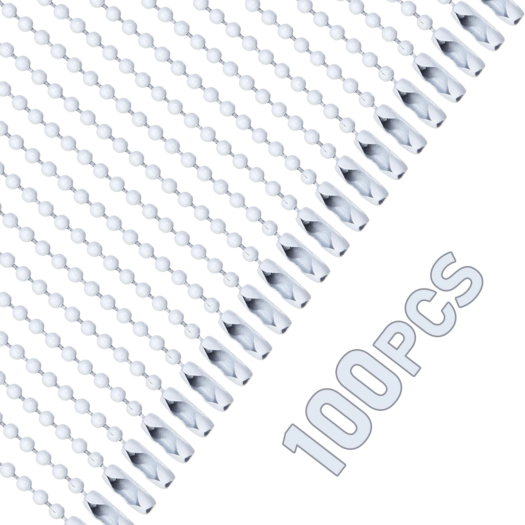 100Pcs Ball Beads Chain - 4 Inch White