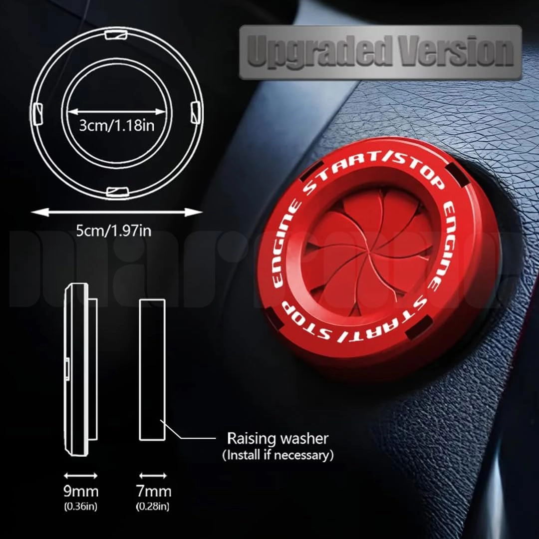 Push to Start Ignition Button Cover - Interior Red