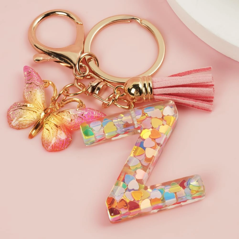 Initial Letter Keychain - Butterfly