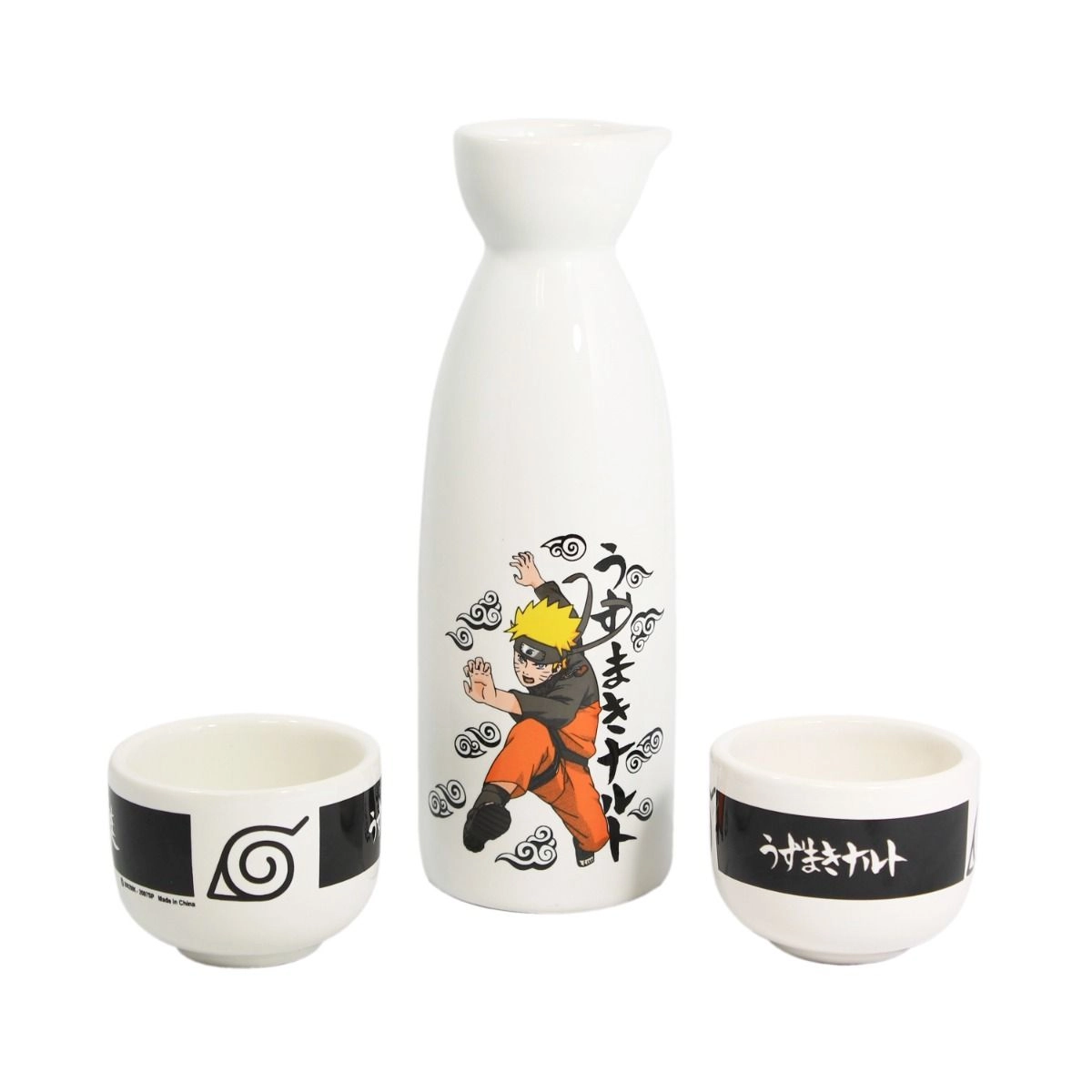 Naruto Ceramic Sake Set - 3 pcs 1 Carafe 2 Cups