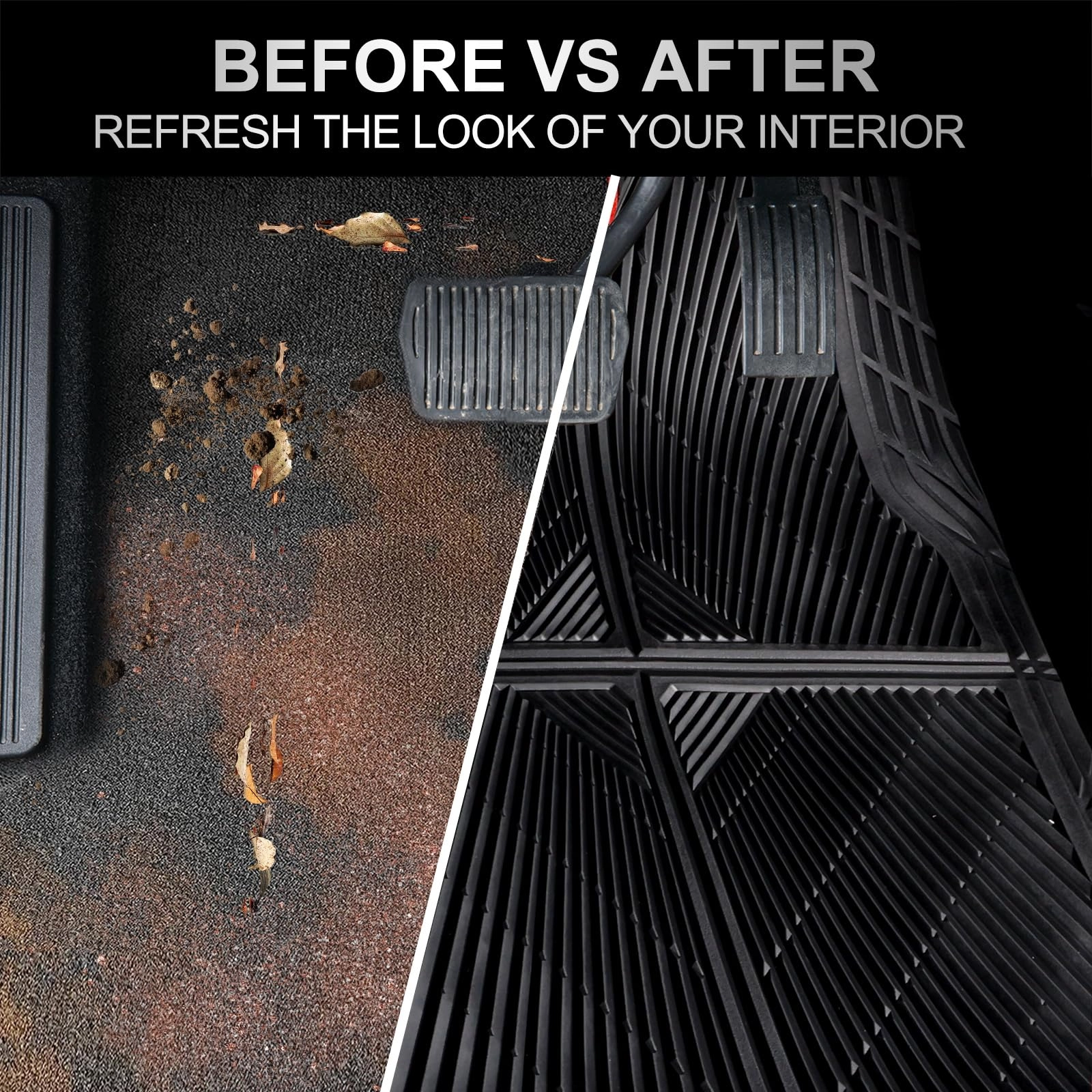 Rubber Floor Mats - All Weather Trim-to-Fit 3-Piece