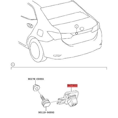 Reversing Camera - For Toyota Corolla GLX-I 2014-2017 8679002080 86790-02080