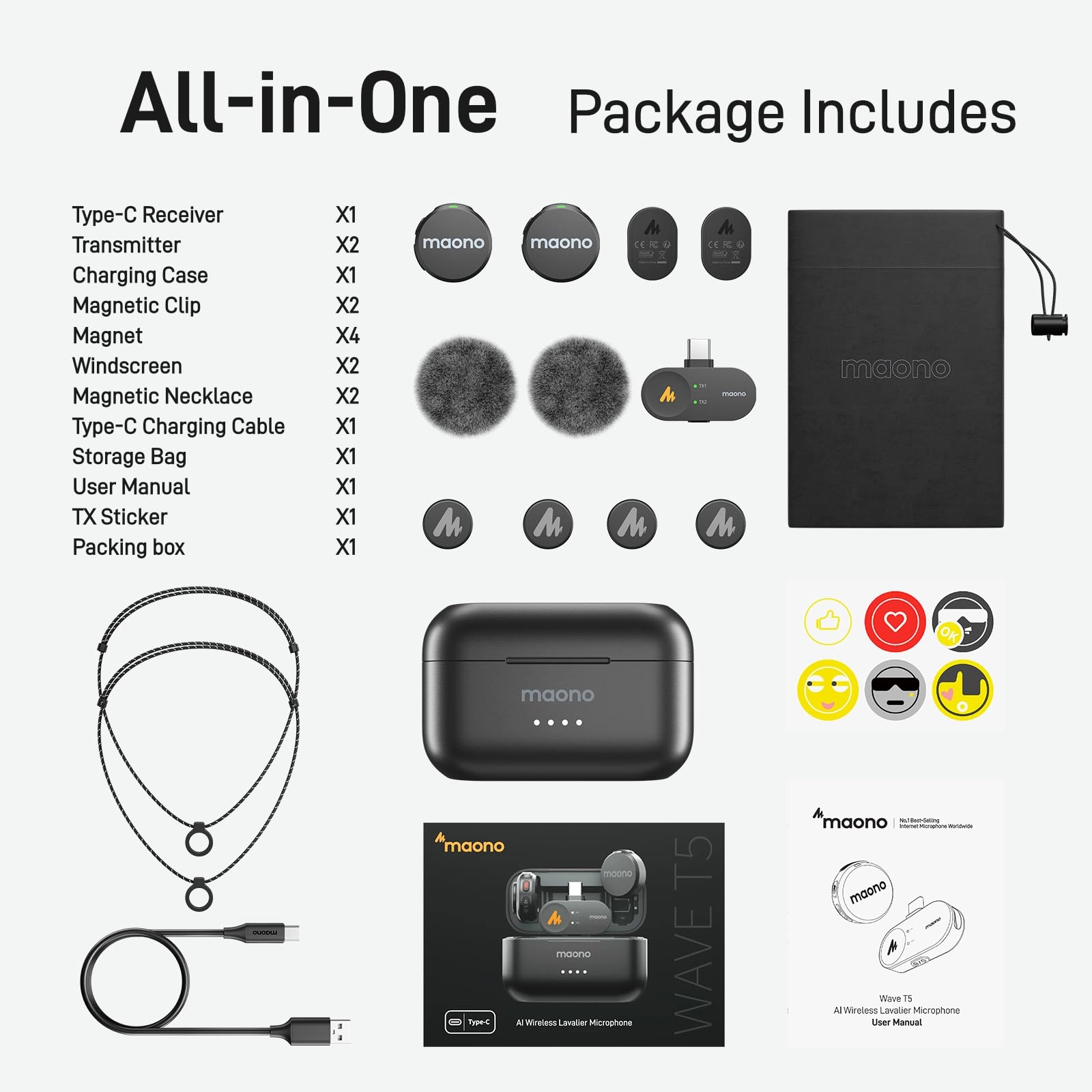 Wave T5 Combo Wireless+Lightning+USB Microphone