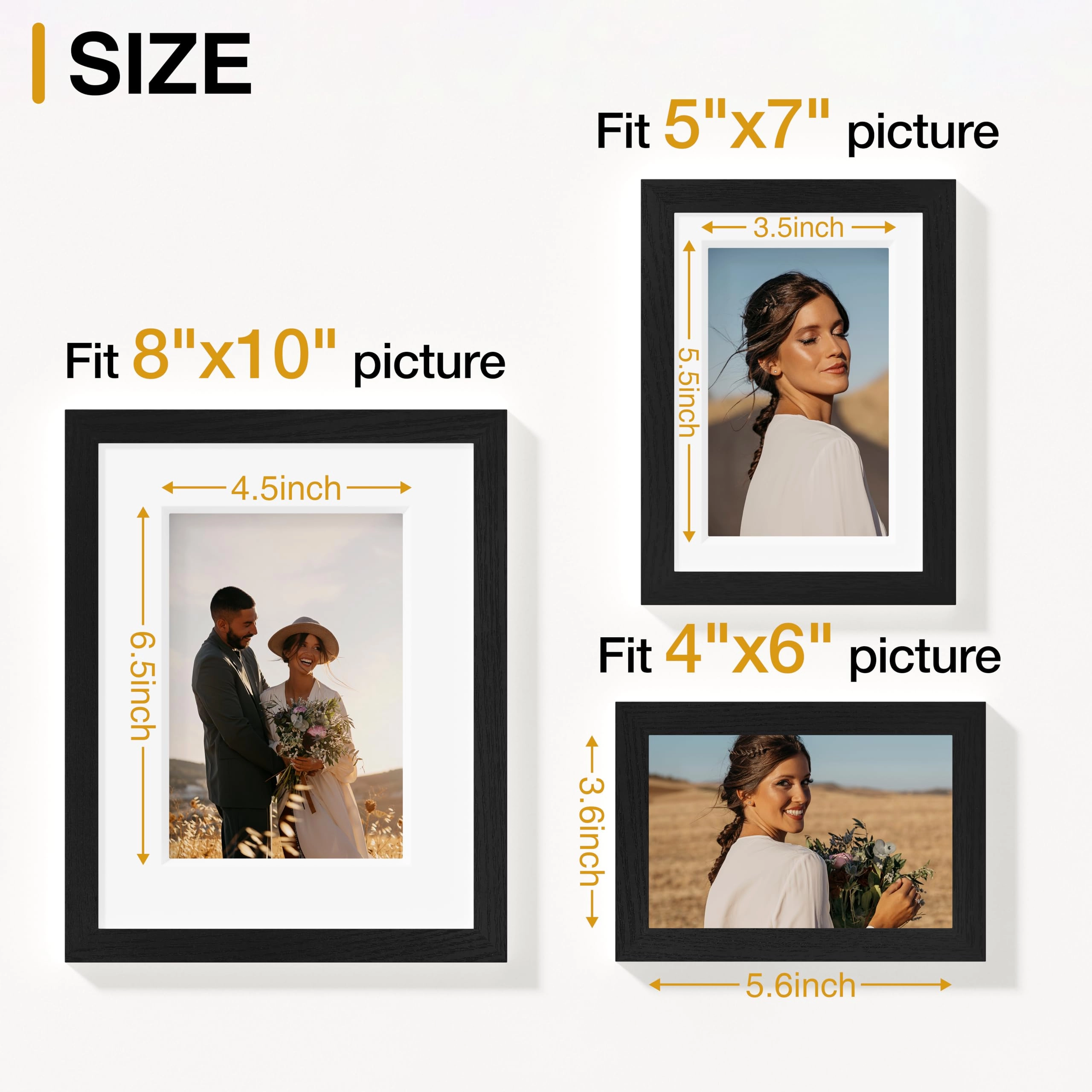 Picture Frames Set - 10 Pack Rustic Grey