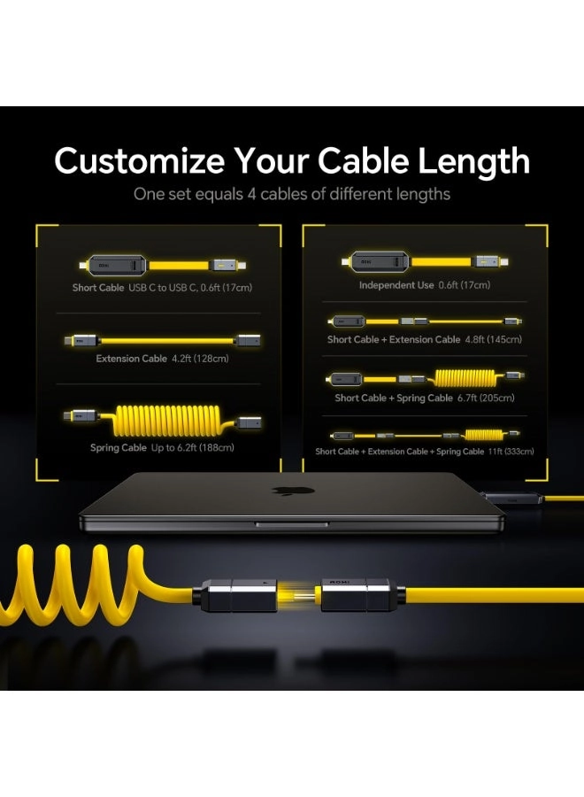 Magflash Cable 240W USB-C to USB-C 0.2m + Extension Cable 240W USB-C to USB-C 1.3m + Spring Cable 240W USB-C to USB-C 1.9m (3-Pack)