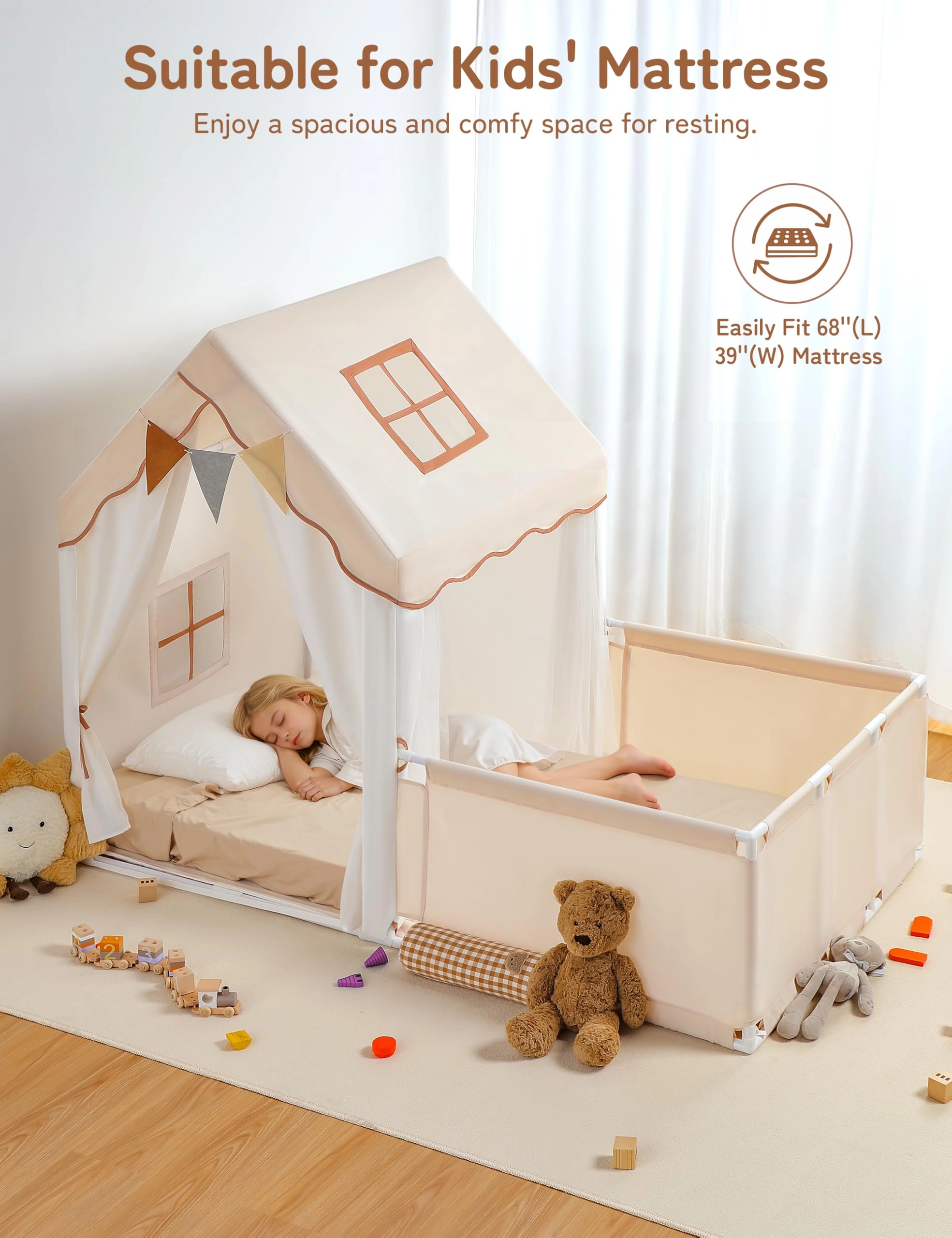 Kids Play Tent - 2-IN-1 69" x39" x 53"