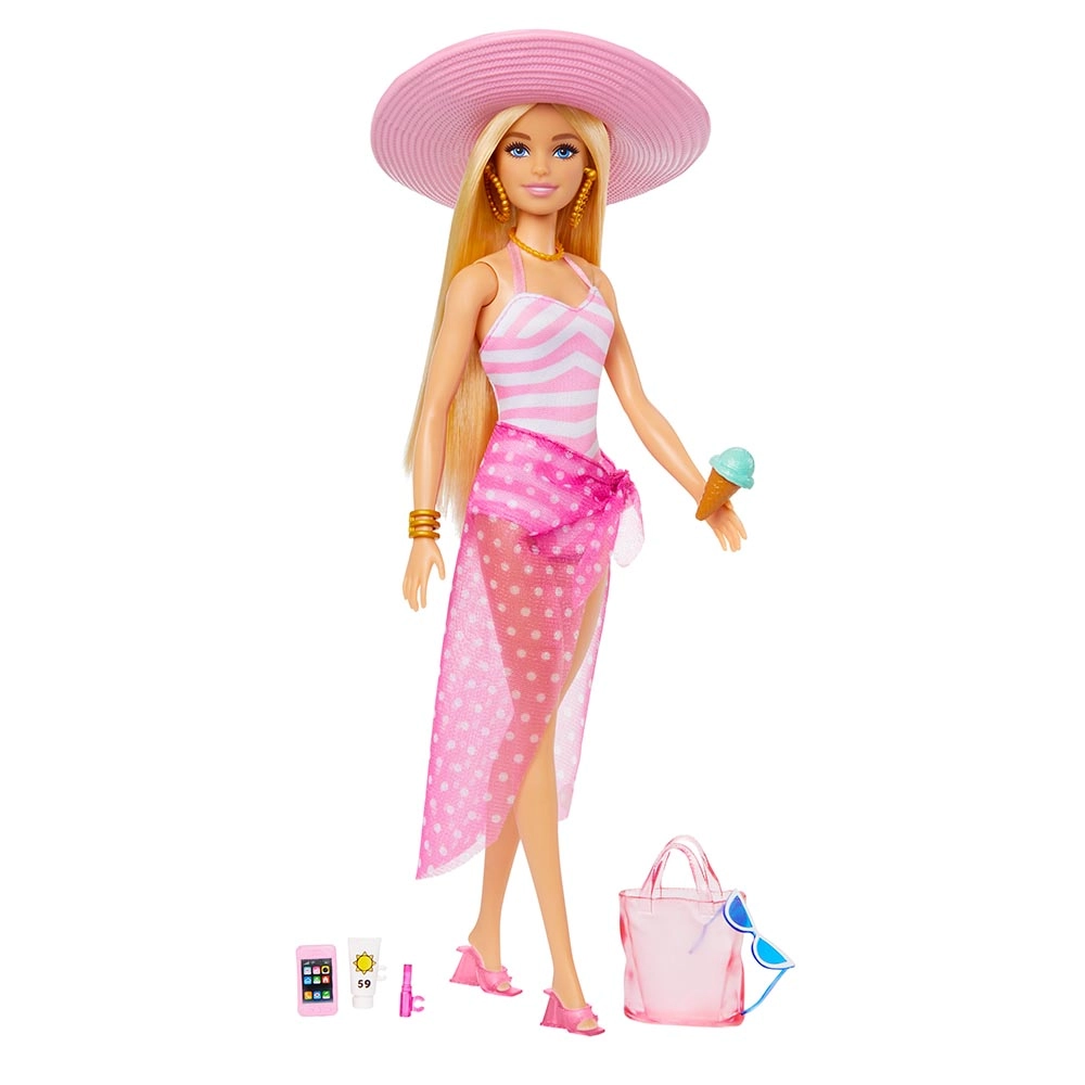 Barbie Fashion & Beauty Beach Doll - Orange Swimsuit Ages 3+