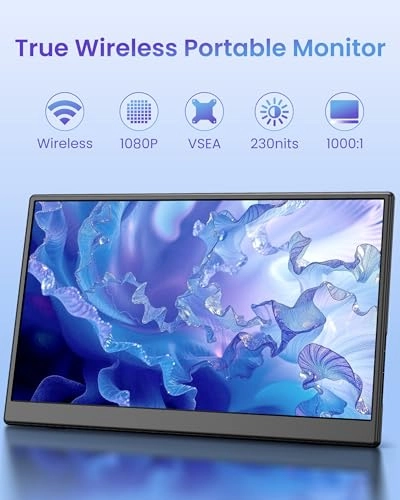 Portable Wireless Monitor - FHD 1080p 15.6 Inches