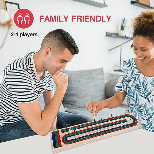 Folding Cribbage Board - Rubber Wood 9 Pegs 3 Tracks