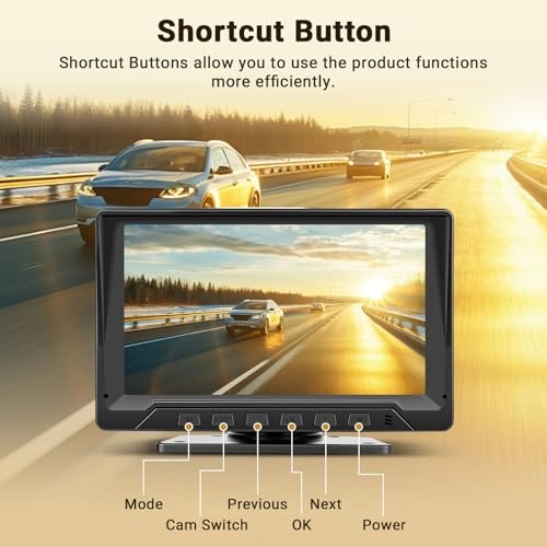 Backup Camera - 720P Night Vision + AHD Monitor - 7 inch Bluetooth