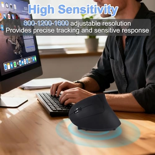 Ergonomic Left-Handed Vertical Mouse - USB