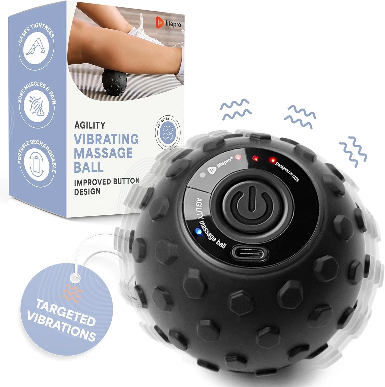 LifePro 4-Speed Vibrating Massage Ball Roller - Deep Tissue Trigger Point