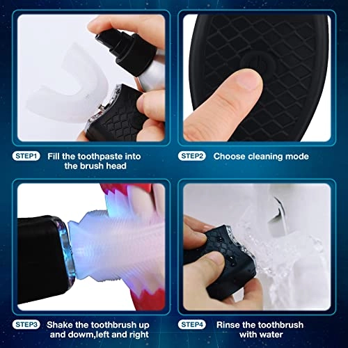 Ultrasonic Electric Toothbrush - 2 Pieces U Shaped 3 Brush Heads Bundle