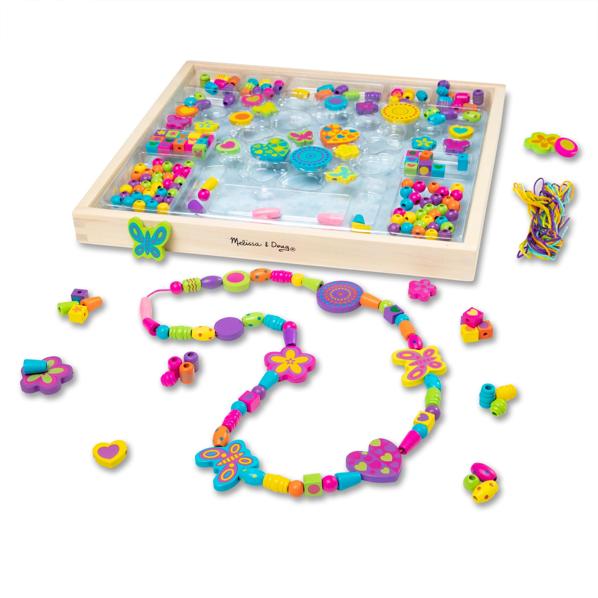 Melissa & Doug Bead Bouquet - Over 220 wooden beads 8 cords