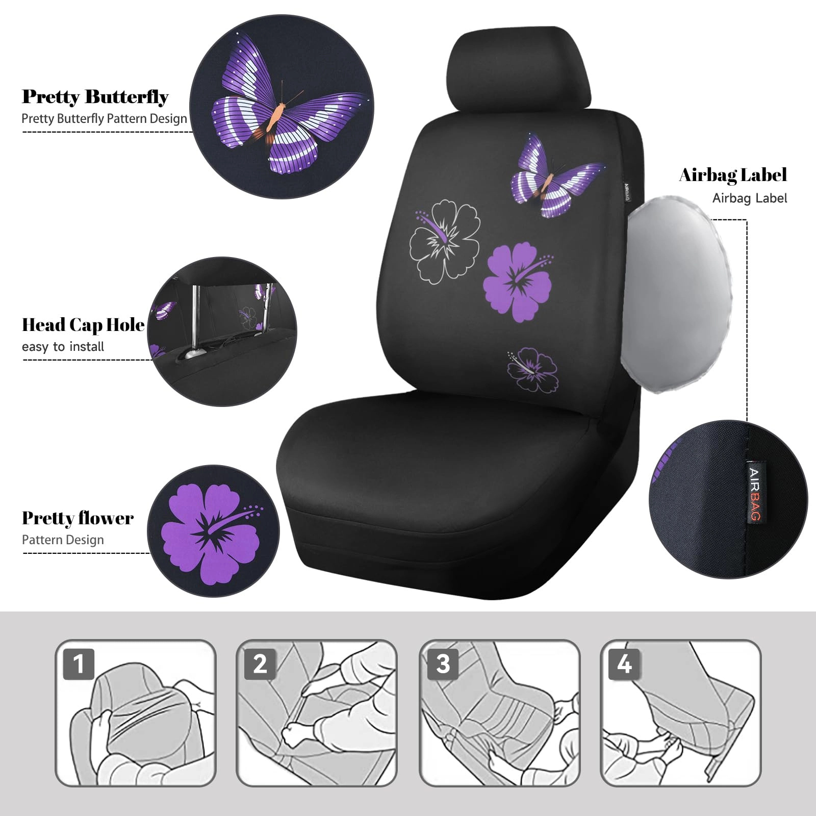 Embroidery Butterfly and Flower Car Floor Mats