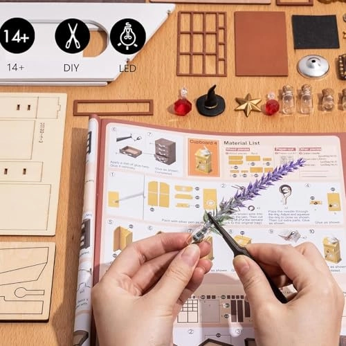 DIY Miniature Dollhouse Room Kit - Wood LED Light