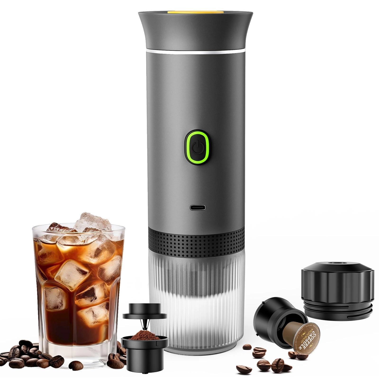 Azonee 3-in-1 Portable Espresso Coffee Maker - 7500mAh 20-Bar USB-C Charging