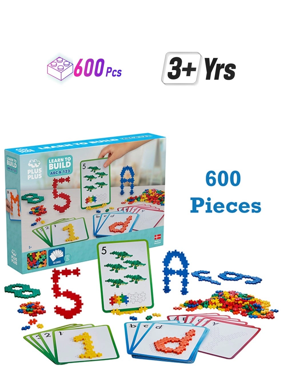 Plus-Plus Learn to Build ABC & 123 - Construction 600 pcs