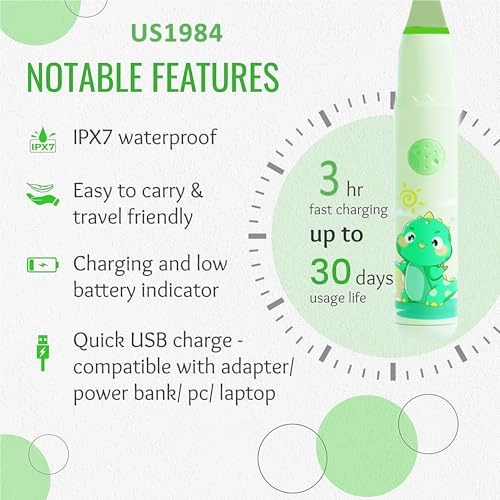 Sonic Electric Toothbrush - 4 Modes 3 Brush Heads Rechargeable