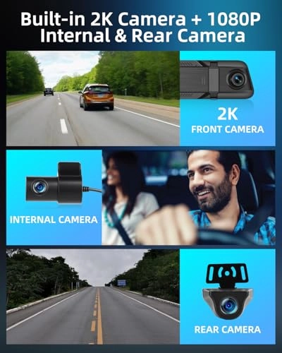 Mirror Dash Cam 3 Channel - 2K