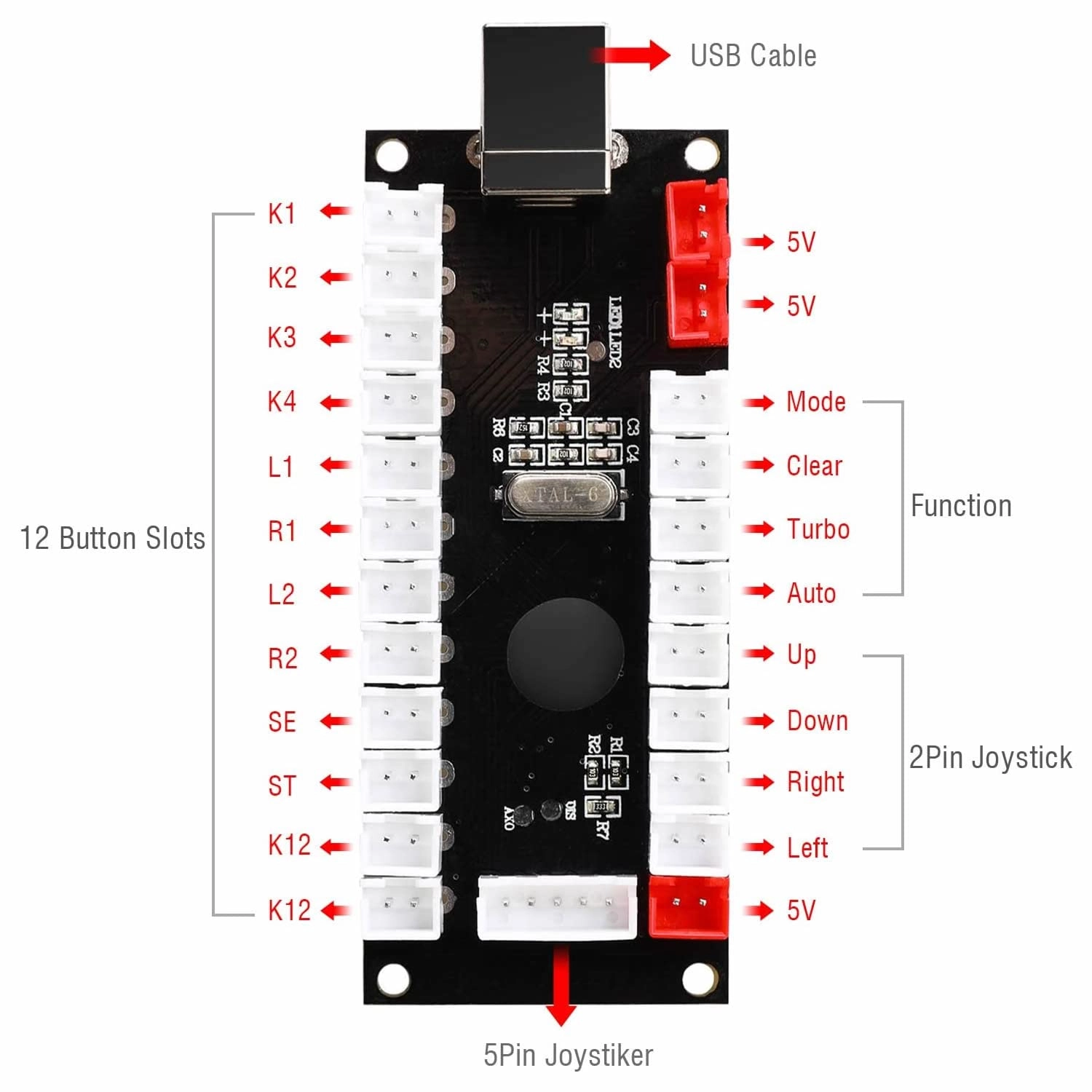 Zero Delay USB Encoder - Black PC/Mac