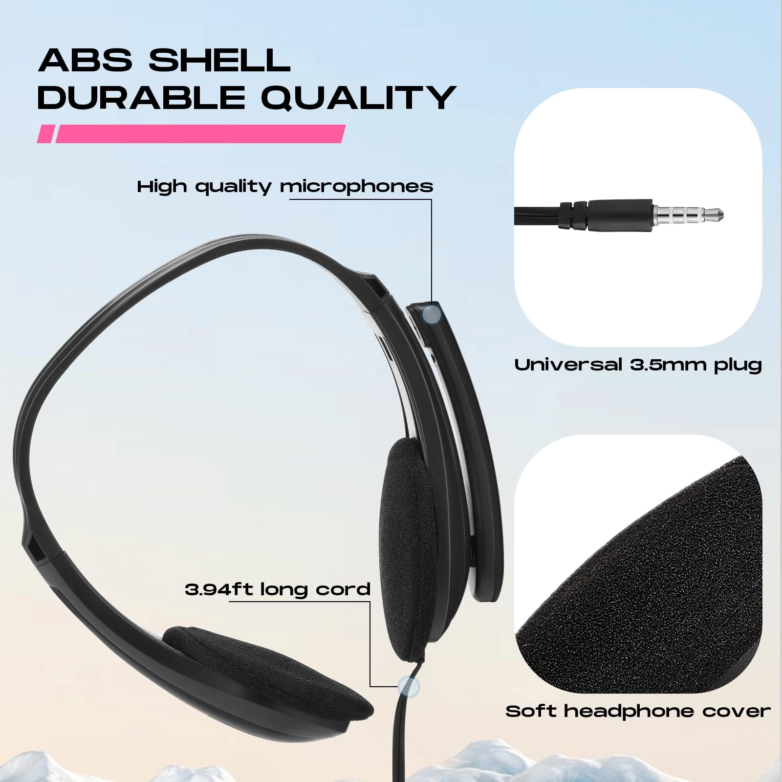 20 Pack Bulk Classroom Headphones Wired Headphone
