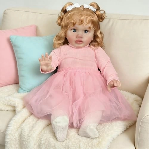 Pippa Reborn Baby Doll - 26 inch Cotton Vinyl Hand-rooted Curly Hair Ages 3+