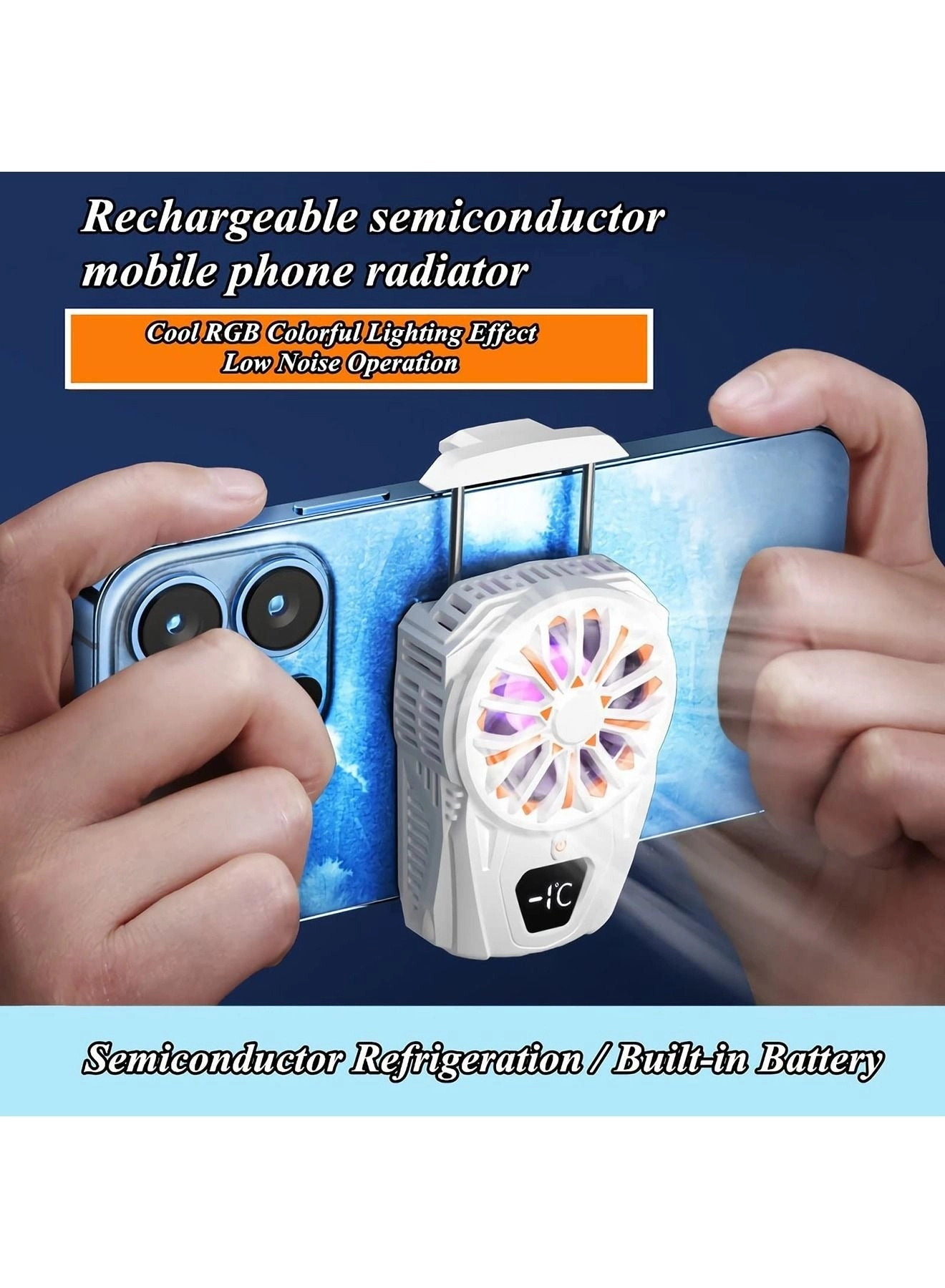 Phone Cooler - Cooling Fan LED Display USB Powered