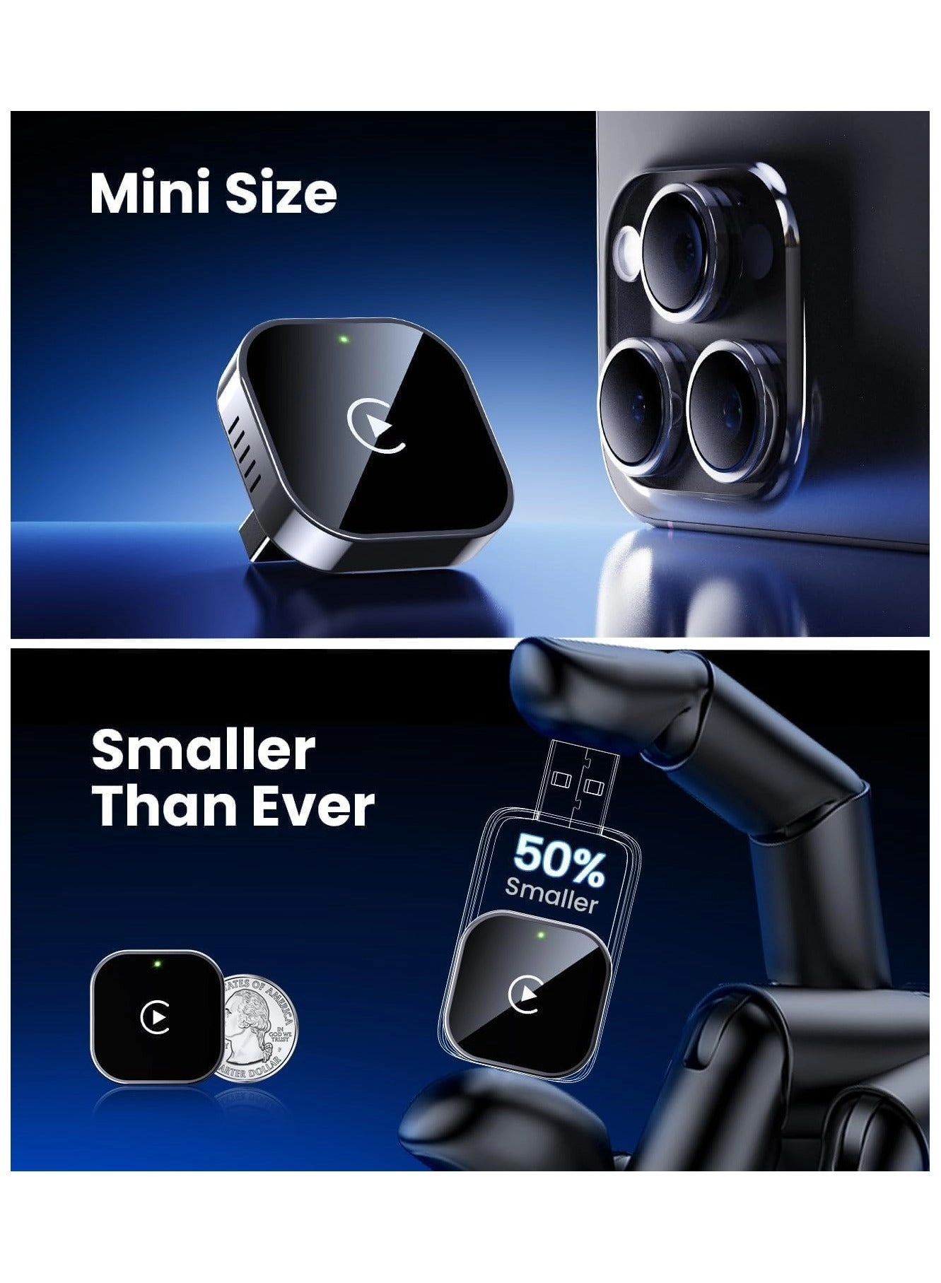 Wireless CarPlay Adapter - Mini USB Plug and Play