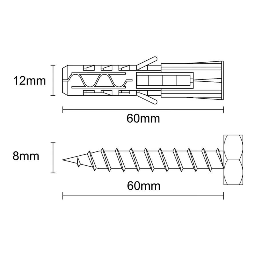Multi-Purpose Screw & Wall Plug - 60 mm 12 mm