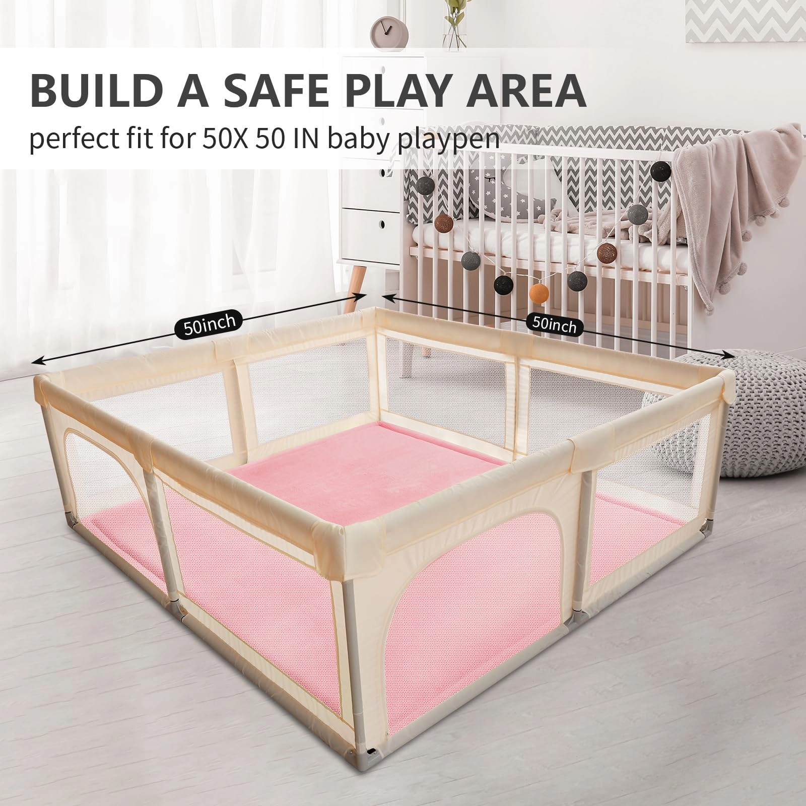 Baby Activity Play Mat - 79"x118" 1.3" Thick Cream